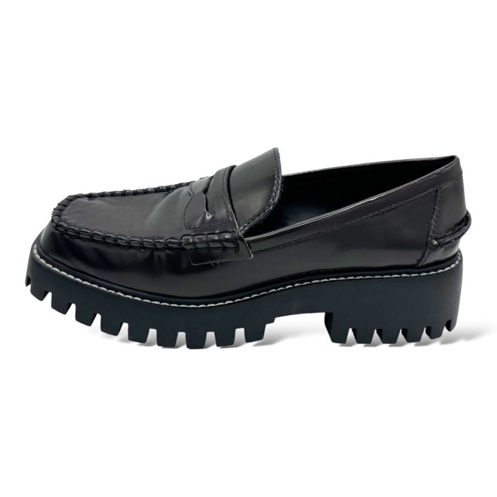Mango Track Sole Leather Slip-On Loafer with Track‎ Sole Deep Burgundy Sz 7.5 - Picture 3 of 14